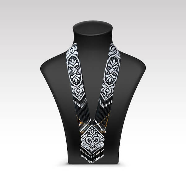 Black and White beaded Gerdan Necklace