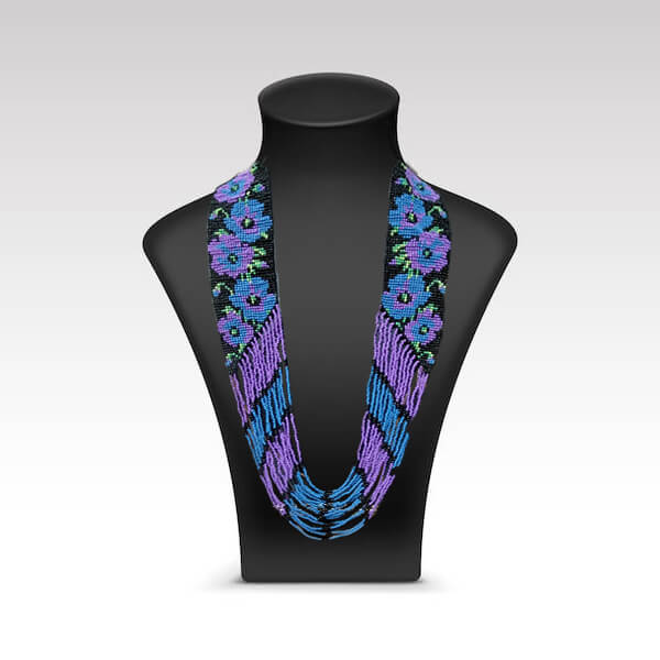 Necklace with clay, blue color necklace with clay, black and blue color necklace with clay